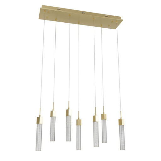 Multi-Light Pendant Avenue Lighting HF1900-7-BOA-BB Boa 7-Light 47"W LED Pendant in Brushed Brass/Studded Crystals Avenue Lighting