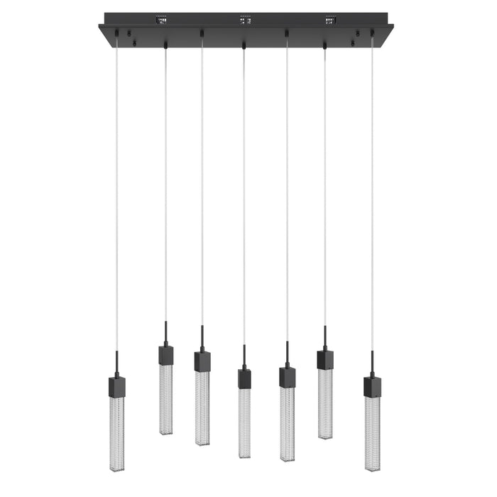 Multi-Light Pendant Avenue Lighting HF1900-7-BOA-BK Boa 7-Light 47"W LED Pendant in Black/Studded Crystals Avenue Lighting
