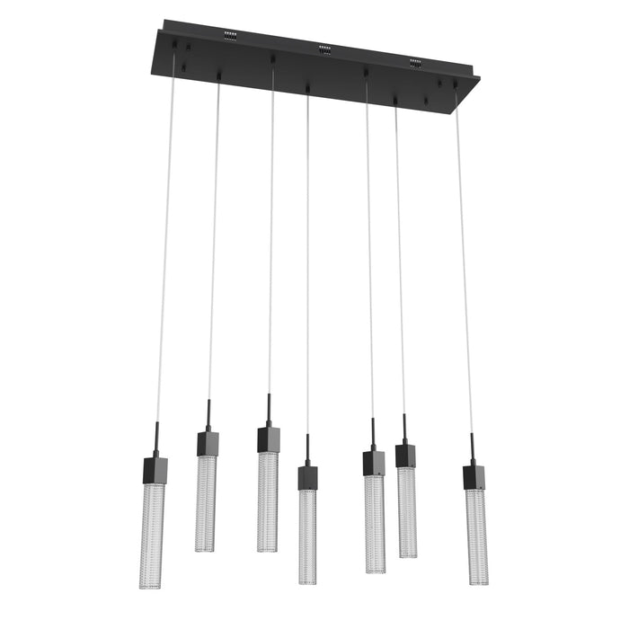 Multi-Light Pendant Avenue Lighting HF1900-7-BOA-BK Boa 7-Light 47"W LED Pendant in Black/Studded Crystals Avenue Lighting