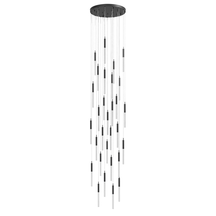 Multi-Light Pendant Avenue Lighting HF2031-BOA-BK Main St. Main Street 31-Light 30"W Pendant in Black/Studded Crystals Avenue Lighting