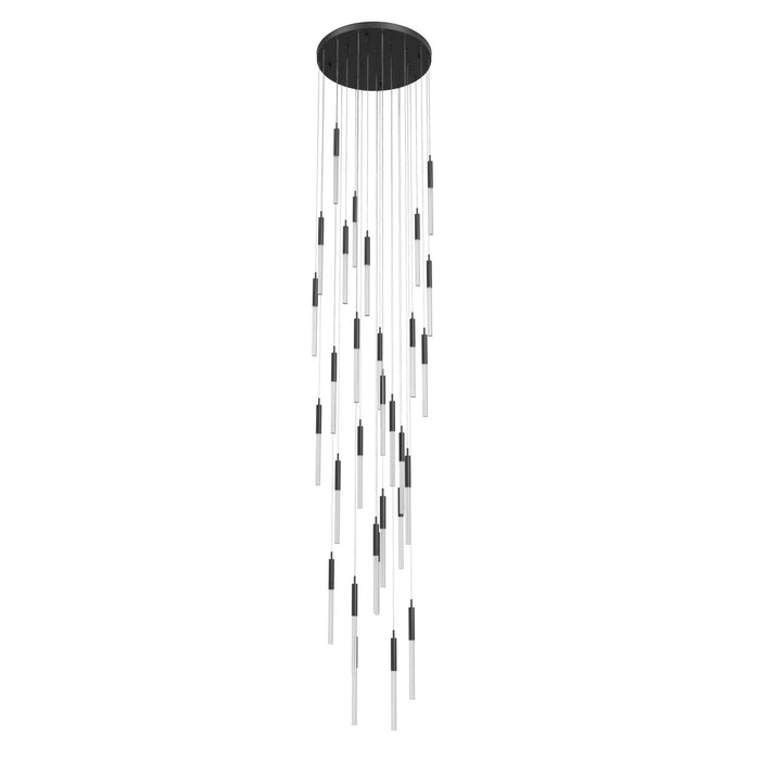 Multi-Light Pendant Avenue Lighting HF2031-BOA-BK Main St. Main Street 31-Light 30"W Pendant in Black/Studded Crystals Avenue Lighting