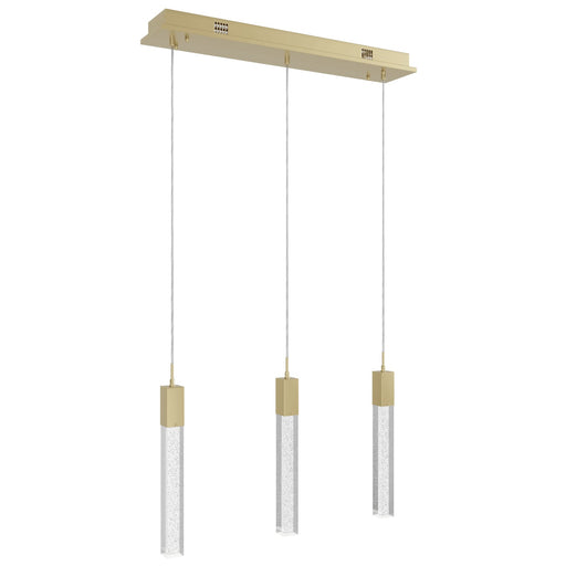 Multi-Light Pendant Avenue Lighting HF1900-3-GL-BB The Original Glacier 3-Light 37"W LED Linear Pendant in Brushed Brass/Bubbled Crystals Avenue Lighting