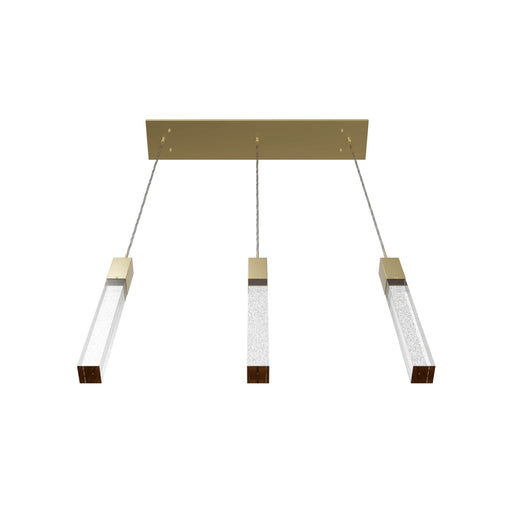 Multi-Light Pendant Avenue Lighting HF1900-3-GL-BB The Original Glacier 3-Light 37"W LED Linear Pendant in Brushed Brass/Bubbled Crystals Avenue Lighting
