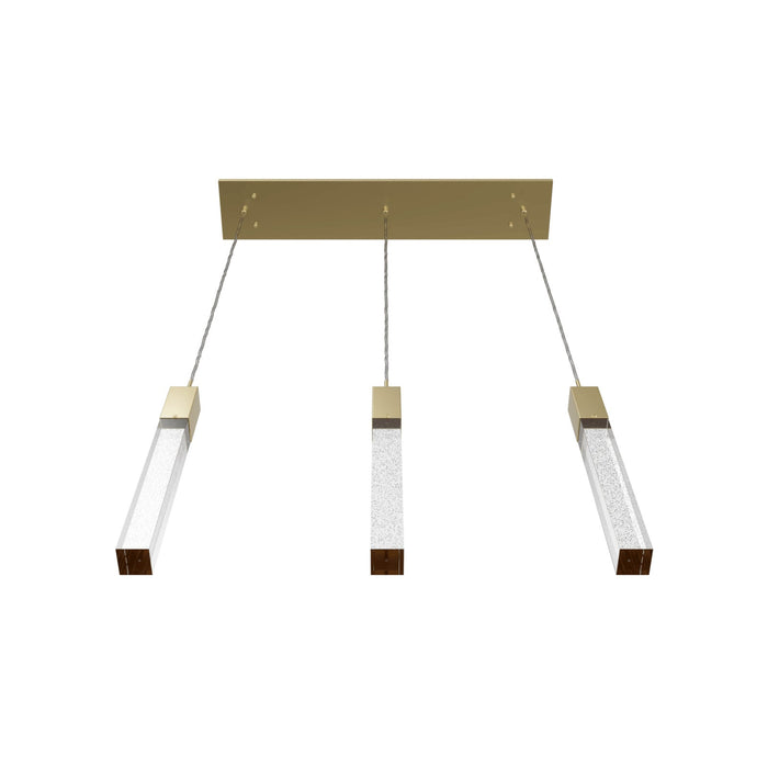 Multi-Light Pendant Avenue Lighting HF1900-3-GL-BB The Original Glacier 3-Light 37"W LED Linear Pendant in Brushed Brass/Bubbled Crystals Avenue Lighting