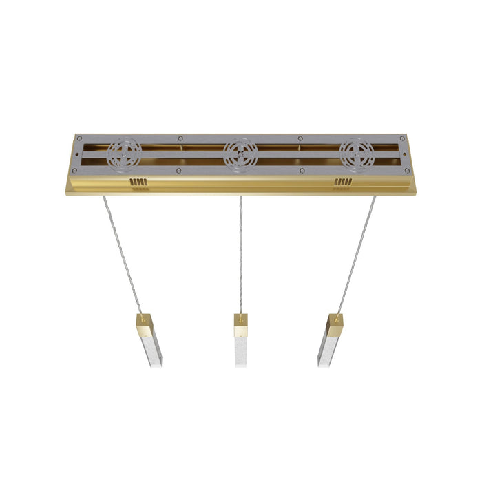 Multi-Light Pendant Avenue Lighting HF1900-3-GL-BB The Original Glacier 3-Light 37"W LED Linear Pendant in Brushed Brass/Bubbled Crystals Avenue Lighting