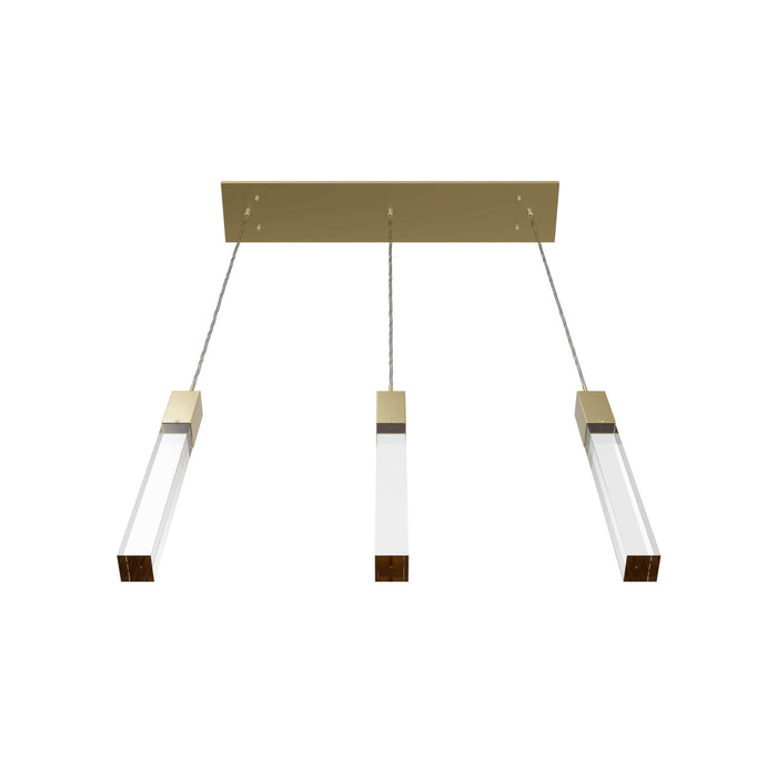 Multi-Light Pendant Avenue Lighting HF1900-3-GL-BB-C The Original Glacier 3-Light 37"W Linear LED Pendant Brushed Brass/Clear Crystals Avenue Lighting