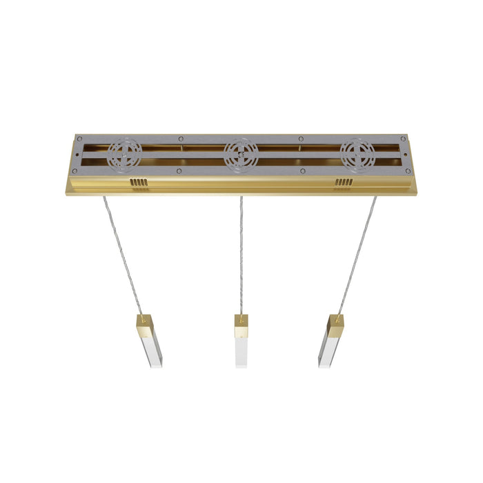 Multi-Light Pendant Avenue Lighting HF1900-3-GL-BB-C The Original Glacier 3-Light 37"W Linear LED Pendant Brushed Brass/Clear Crystals Avenue Lighting