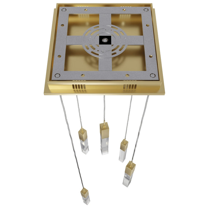 Multi-Light Pendant Avenue Lighting HF1900-5-GL-BB-C The Original Glacier 5-Light 12"W LED Pendant in Polished Chrome/Clear Crystals in Brushed Brass Avenue Lighting