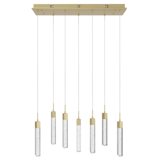 Multi-Light Pendant Avenue Lighting HF1900-7-GL-BB The Original Glacier 7-Light 47"W LED Pendant in Brushed Brass/Bubbled Crystals Avenue Lighting