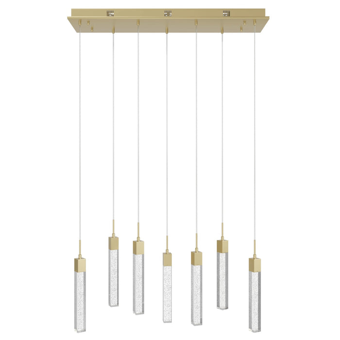 Multi-Light Pendant Avenue Lighting HF1900-7-GL-BB The Original Glacier 7-Light 47"W LED Pendant in Brushed Brass/Bubbled Crystals Avenue Lighting
