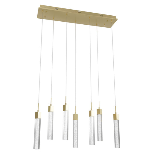 Multi-Light Pendant Avenue Lighting HF1900-7-GL-BB The Original Glacier 7-Light 47"W LED Pendant in Brushed Brass/Bubbled Crystals Avenue Lighting