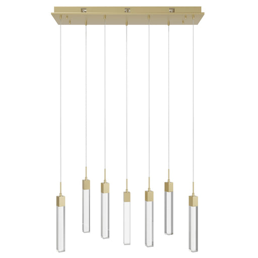 Multi-Light Pendant Avenue Lighting HF1900-7-GL-BB-C The Original Glacier 7-Light 47"W LED Pendant in Brushed Brass/Clear Crystals Avenue Lighting