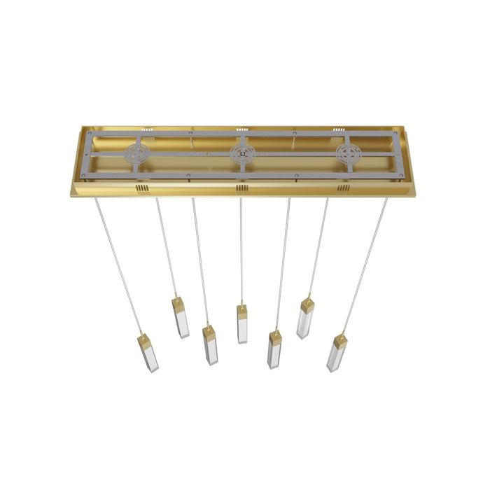 Multi-Light Pendant Avenue Lighting HF1900-7-GL-BB-C The Original Glacier 7-Light 47"W LED Pendant in Brushed Brass/Clear Crystals Avenue Lighting