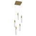 Multi-Light Pendant Avenue Lighting HF1900-5-GL-BB-SNW The Original Glacier 5-Light 12"W LED Pendant in Polished Chrome/Snow Crystals in Brushed Brass Avenue Lighting
