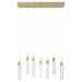 Multi-Light Pendant Avenue Lighting HF1900-7-GL-BB-SNW The Original Glacier 7-Light 47"W LED Pendant in Brushed Brass/Snow Crystals Avenue Lighting