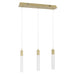 Multi-Light Pendant Avenue Lighting HF1900-3-GL-BB-SNW The Original Glacier 3-Light 37"W LED Linear Pendant in Brushed Brass/Snow Crystals Avenue Lighting