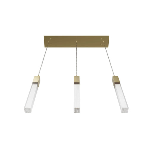 Multi-Light Pendant Avenue Lighting HF1900-3-GL-BB-SNW The Original Glacier 3-Light 37"W LED Linear Pendant in Brushed Brass/Snow Crystals Avenue Lighting