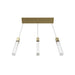 Multi-Light Pendant Avenue Lighting HF1900-3-GL-BB-SNW The Original Glacier 3-Light 37"W LED Linear Pendant in Brushed Brass/Snow Crystals Avenue Lighting