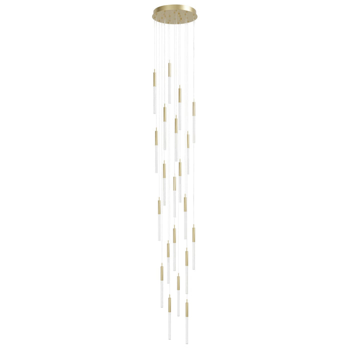 Pendant Light Avenue Lighting HF2021-SNW-BB Main St. Main Street 21-Light 22"W Pendant in Brushed Brass/Snow Clear Acrylic Avenue Lighting