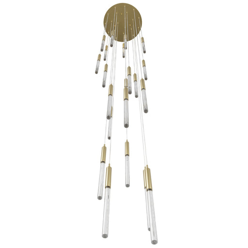 Pendant Light Avenue Lighting HF2021-SNW-BB Main St. Main Street 21-Light 22"W Pendant in Brushed Brass/Snow Clear Acrylic Avenue Lighting