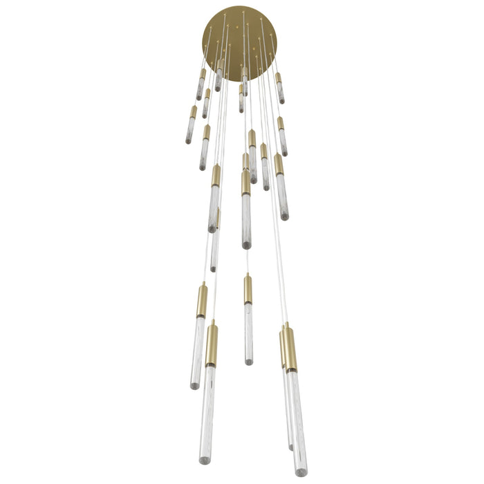 Pendant Light Avenue Lighting HF2021-SNW-BB Main St. Main Street 21-Light 22"W Pendant in Brushed Brass/Snow Clear Acrylic Avenue Lighting
