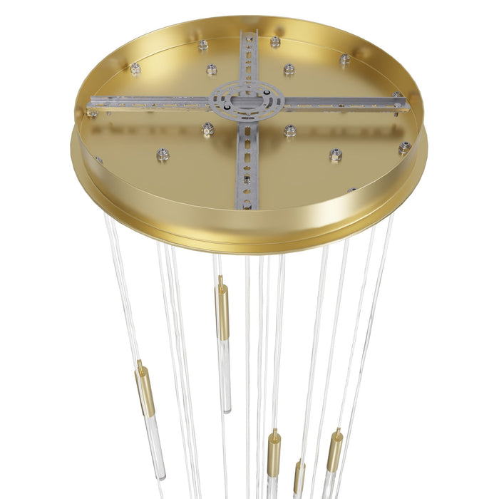 Pendant Light Avenue Lighting HF2021-SNW-BB Main St. Main Street 21-Light 22"W Pendant in Brushed Brass/Snow Clear Acrylic Avenue Lighting
