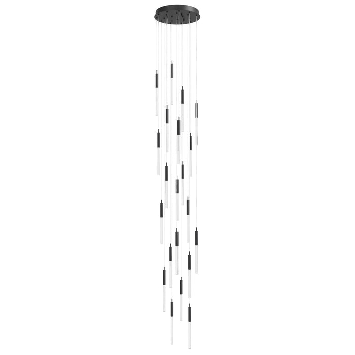 Multi-Light Pendant Avenue Lighting HF2021-SNW-BK Main St. Main Street 21-Light 22"W Pendant in Black/Snow Clear Acrylic Avenue Lighting
