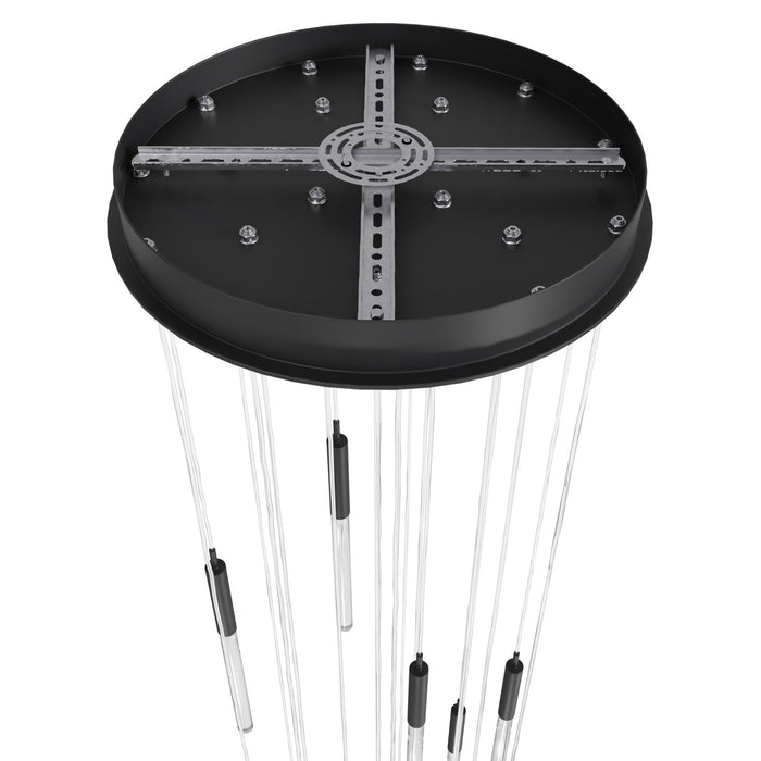 Multi-Light Pendant Avenue Lighting HF2021-SNW-BK Main St. Main Street 21-Light 22"W Pendant in Black/Snow Clear Acrylic Avenue Lighting