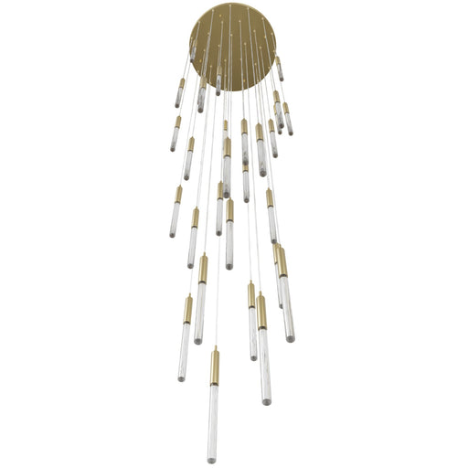 Pendant Light Avenue Lighting HF2031-SNW-BB Main St. Main Street 31-Light 30"W Pendant in Brushed Brass/Snow Clear Acrylic Avenue Lighting