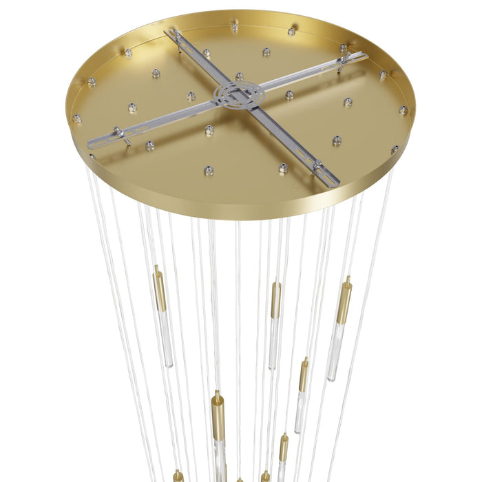 Pendant Light Avenue Lighting HF2031-SNW-BB Main St. Main Street 31-Light 30"W Pendant in Brushed Brass/Snow Clear Acrylic Avenue Lighting