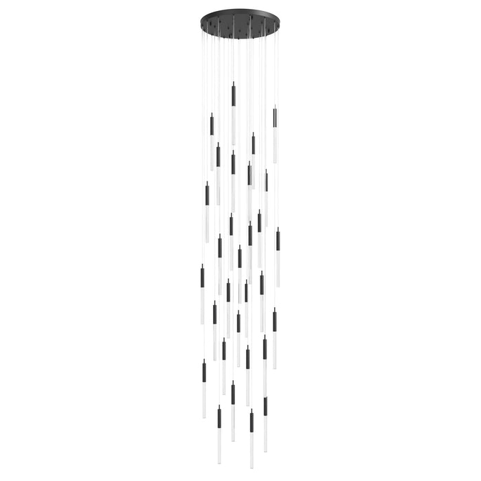 Multi-Light Pendant Avenue Lighting HF2031-SNW-BK Main St. Main Street 31-Light 30"W Pendant in Black/Snow Clear Acrylic Avenue Lighting