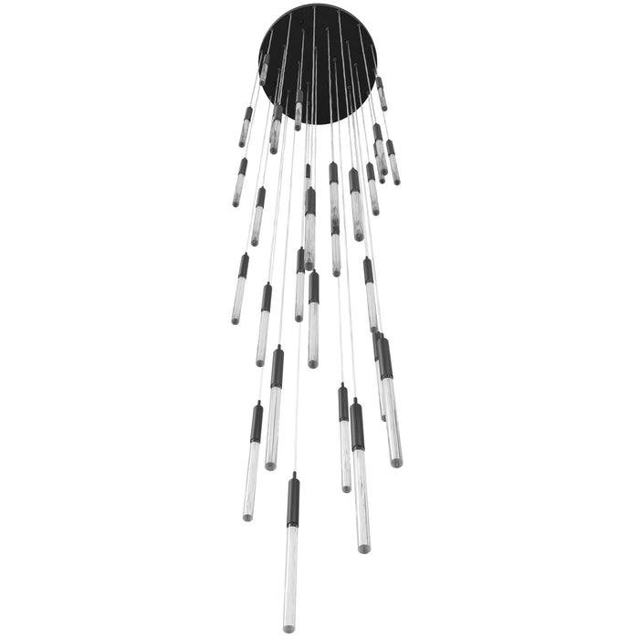 Multi-Light Pendant Avenue Lighting HF2031-SNW-BK Main St. Main Street 31-Light 30"W Pendant in Black/Snow Clear Acrylic Avenue Lighting