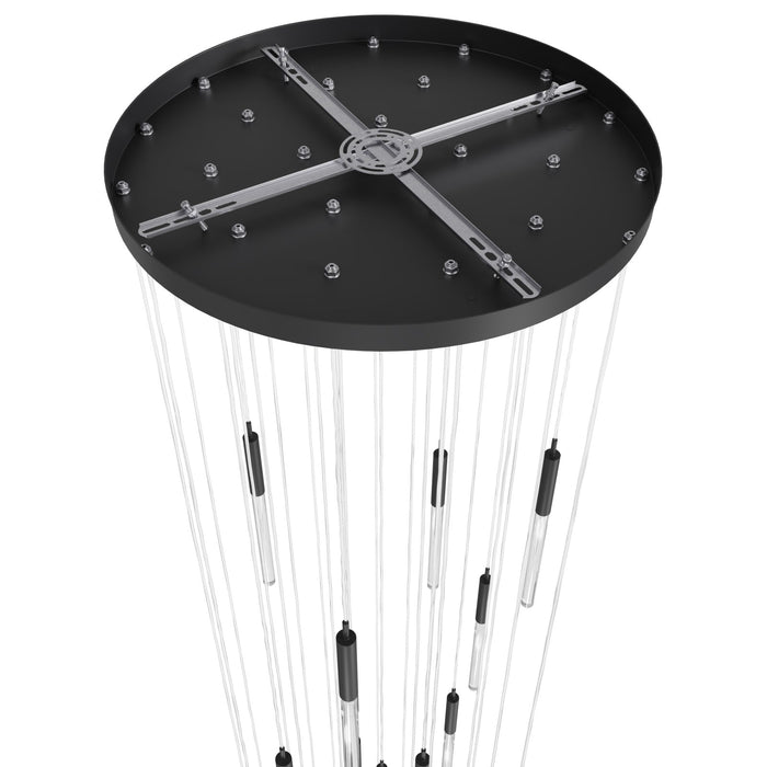 Multi-Light Pendant Avenue Lighting HF2031-SNW-BK Main St. Main Street 31-Light 30"W Pendant in Black/Snow Clear Acrylic Avenue Lighting
