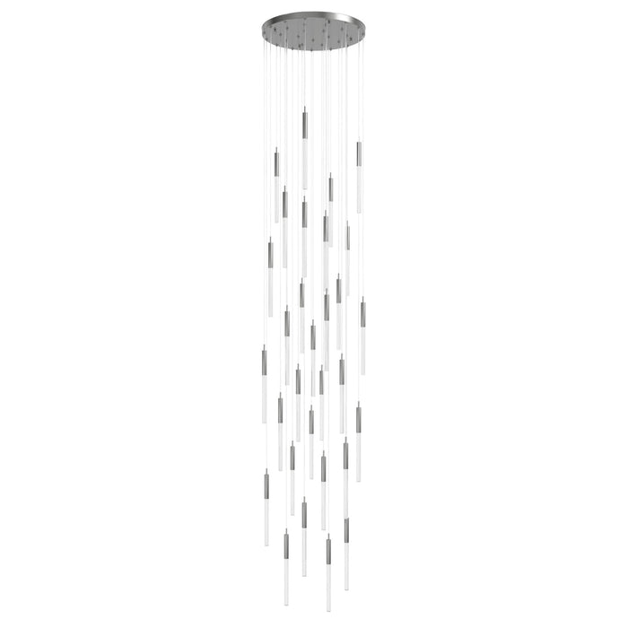 Pendant Light Avenue Lighting HF2031-SNW-PN Main St. Main Street 31-Light 30"W Pendant in Polished Nickel/Snow Clear Acrylic Avenue Lighting