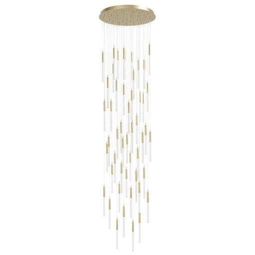Pendant Light Avenue Lighting HF2051-SNW-BB Main St. Main Street 51-Light 37"W LED Pendant in Brushed Brass/Snow Clear Acrylic Avenue Lighting
