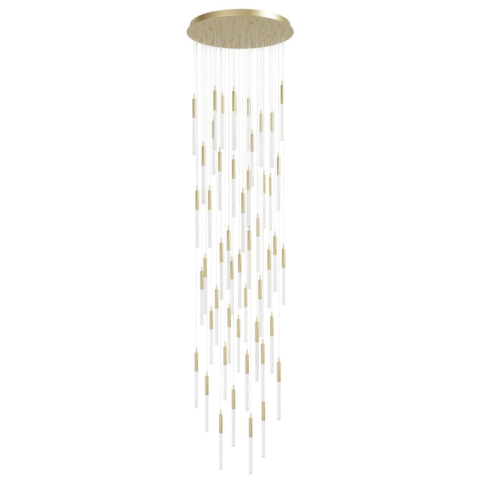 Pendant Light Avenue Lighting HF2051-SNW-BB Main St. Main Street 51-Light 37"W LED Pendant in Brushed Brass/Snow Clear Acrylic Avenue Lighting