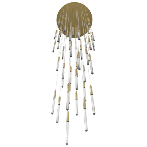 Pendant Light Avenue Lighting HF2051-SNW-BB Main St. Main Street 51-Light 37"W LED Pendant in Brushed Brass/Snow Clear Acrylic Avenue Lighting