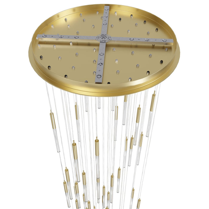 Pendant Light Avenue Lighting HF2051-SNW-BB Main St. Main Street 51-Light 37"W LED Pendant in Brushed Brass/Snow Clear Acrylic Avenue Lighting