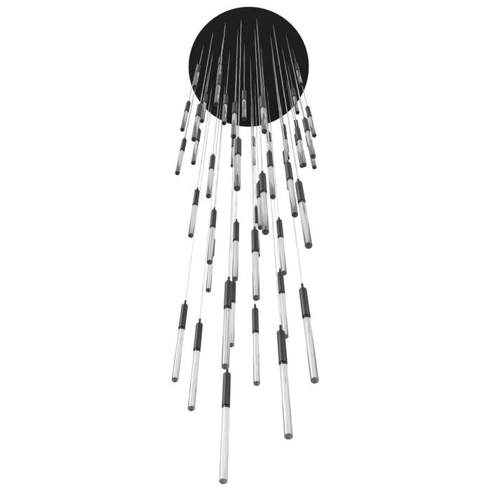 Multi-Light Pendant Avenue Lighting HF2051-SNW-BK Main St. Main Street 51-Light 37"W LED Pendant in Black/Snow Clear Acrylic Avenue Lighting