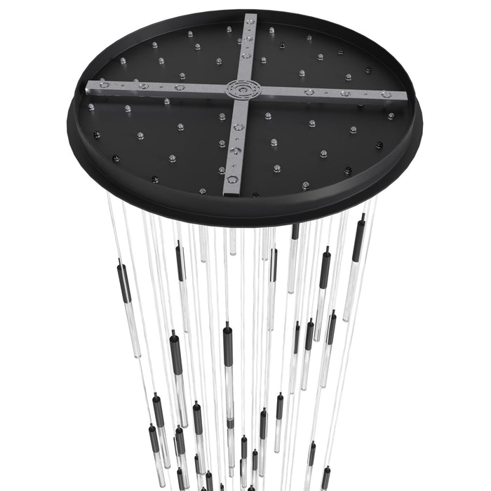 Multi-Light Pendant Avenue Lighting HF2051-SNW-BK Main St. Main Street 51-Light 37"W LED Pendant in Black/Snow Clear Acrylic Avenue Lighting