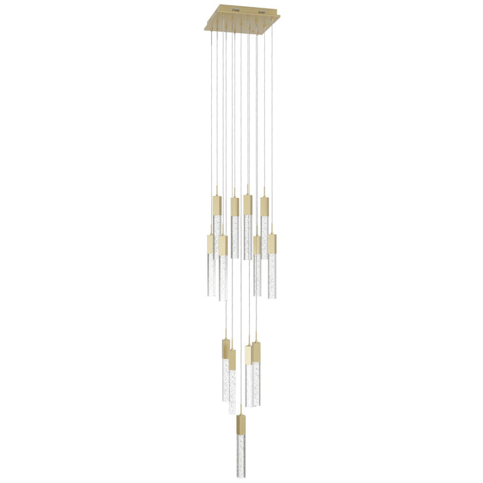 Chandelier Avenue Lighting HF1905-13-GL-BB The Original Glacier 13-Light 20"W Multi-Light Chandelier in Brushed Brass/Bubbled Crystals Avenue Lighting