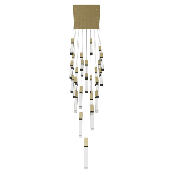 Chandelier Avenue Lighting HF1904-25-GL-BB-C The Original Glacier 25-Light 28"W Multi-Light Chandelier in Brushed Brass/Clear Crystals Avenue Lighting
