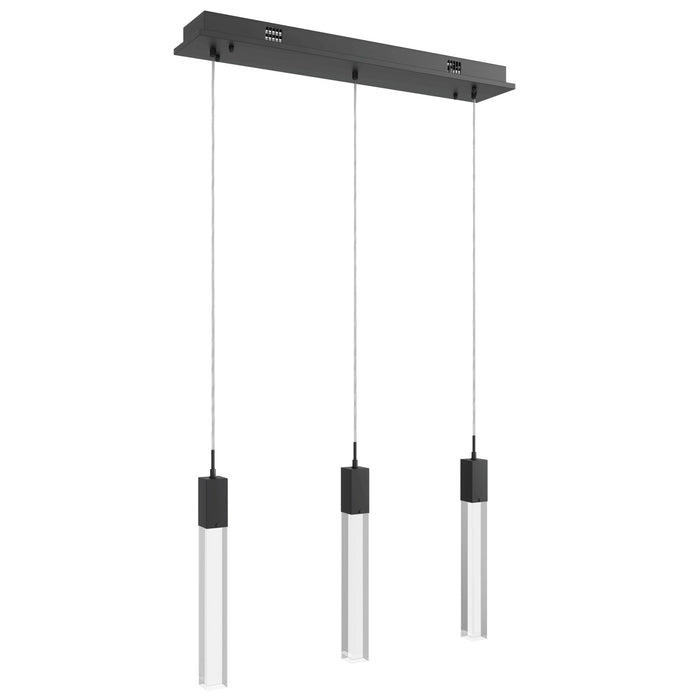 Multi-Light Pendant Avenue Lighting HF1900-3-GL-BK-C The Original Glacier 3-Light 37"W Linear LED Pendant in Black/Clear Crystals Avenue Lighting