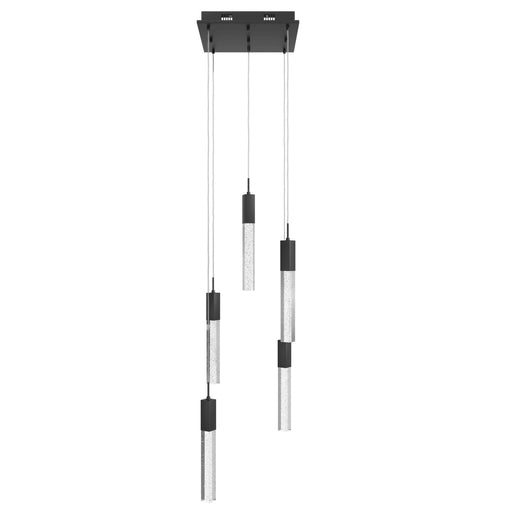 Multi-Light Pendant Avenue Lighting HF1900-5-GL-BK The Original Glacier 5-Light 12"W LED Pendant in Black/Bubbled Crystals Avenue Lighting