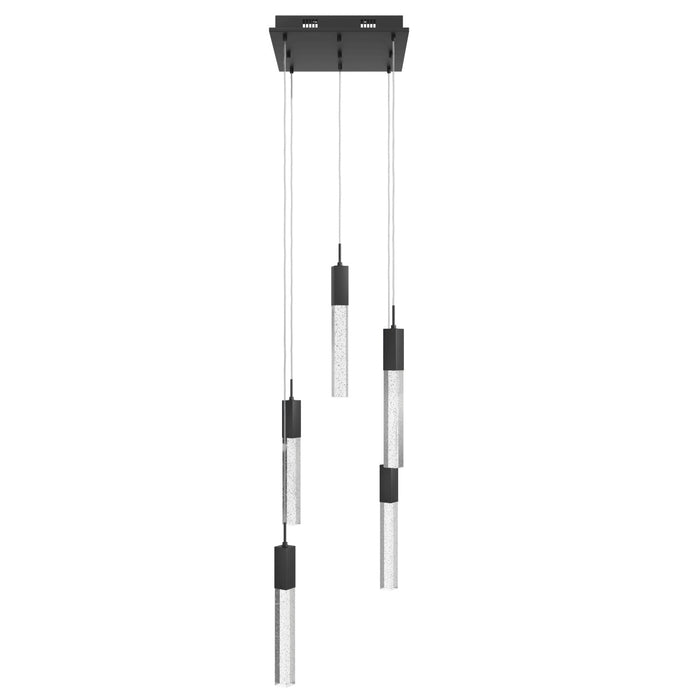 Multi-Light Pendant Avenue Lighting HF1900-5-GL-BK The Original Glacier 5-Light 12"W LED Pendant in Black/Bubbled Crystals Avenue Lighting