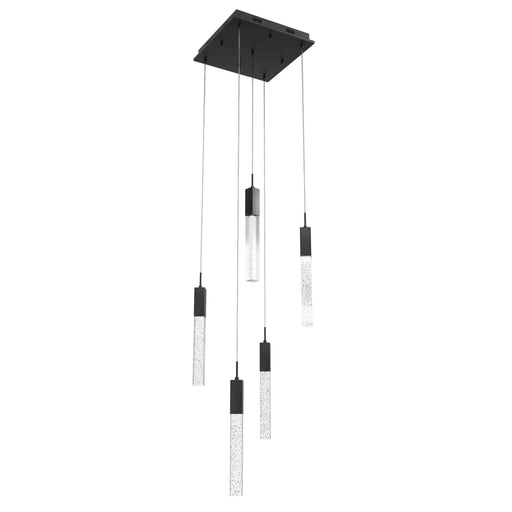 Multi-Light Pendant Avenue Lighting HF1900-5-GL-BK The Original Glacier 5-Light 12"W LED Pendant in Black/Bubbled Crystals Avenue Lighting