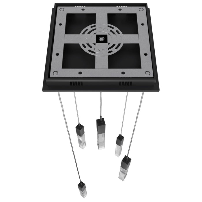 Multi-Light Pendant Avenue Lighting HF1900-5-GL-BK The Original Glacier 5-Light 12"W LED Pendant in Black/Bubbled Crystals Avenue Lighting