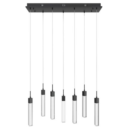 Multi-Light Pendant Avenue Lighting HF1900-7-GL-BK-C The Original Glacier 7-Light 47"W LED Pendant in Black/Clear Crystals Avenue Lighting