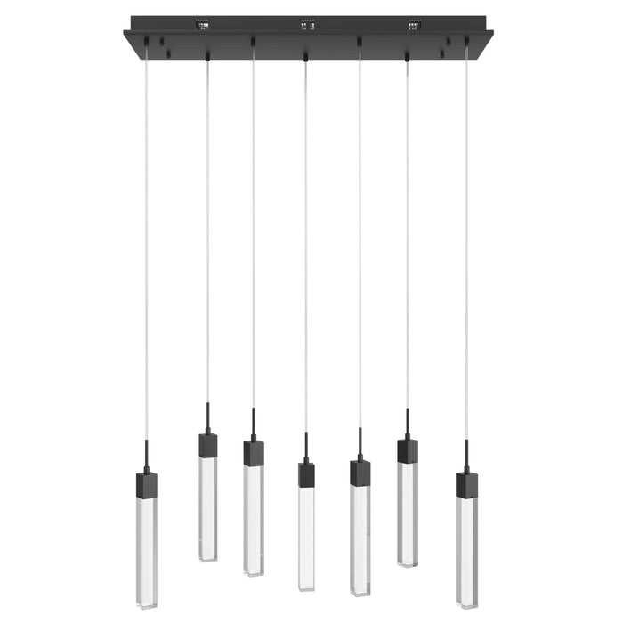 Multi-Light Pendant Avenue Lighting HF1900-7-GL-BK-C The Original Glacier 7-Light 47"W LED Pendant in Black/Clear Crystals Avenue Lighting