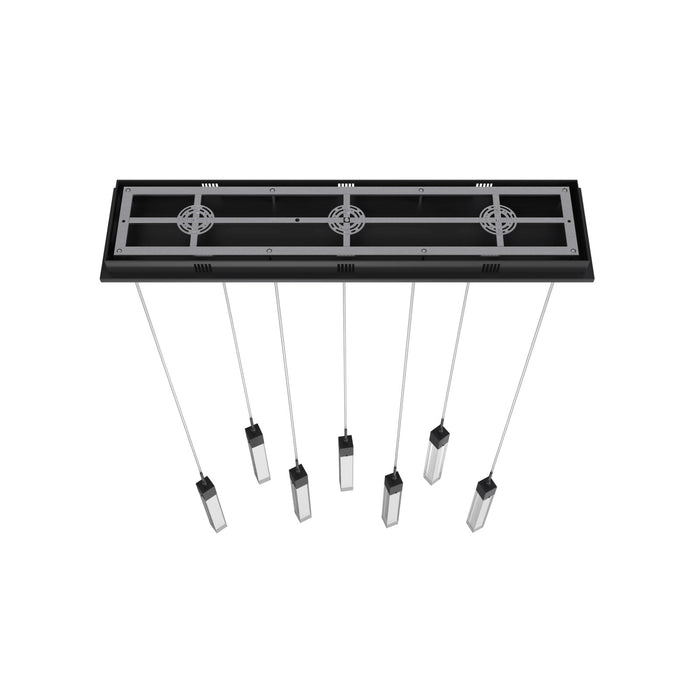 Multi-Light Pendant Avenue Lighting HF1900-7-GL-BK-C The Original Glacier 7-Light 47"W LED Pendant in Black/Clear Crystals Avenue Lighting